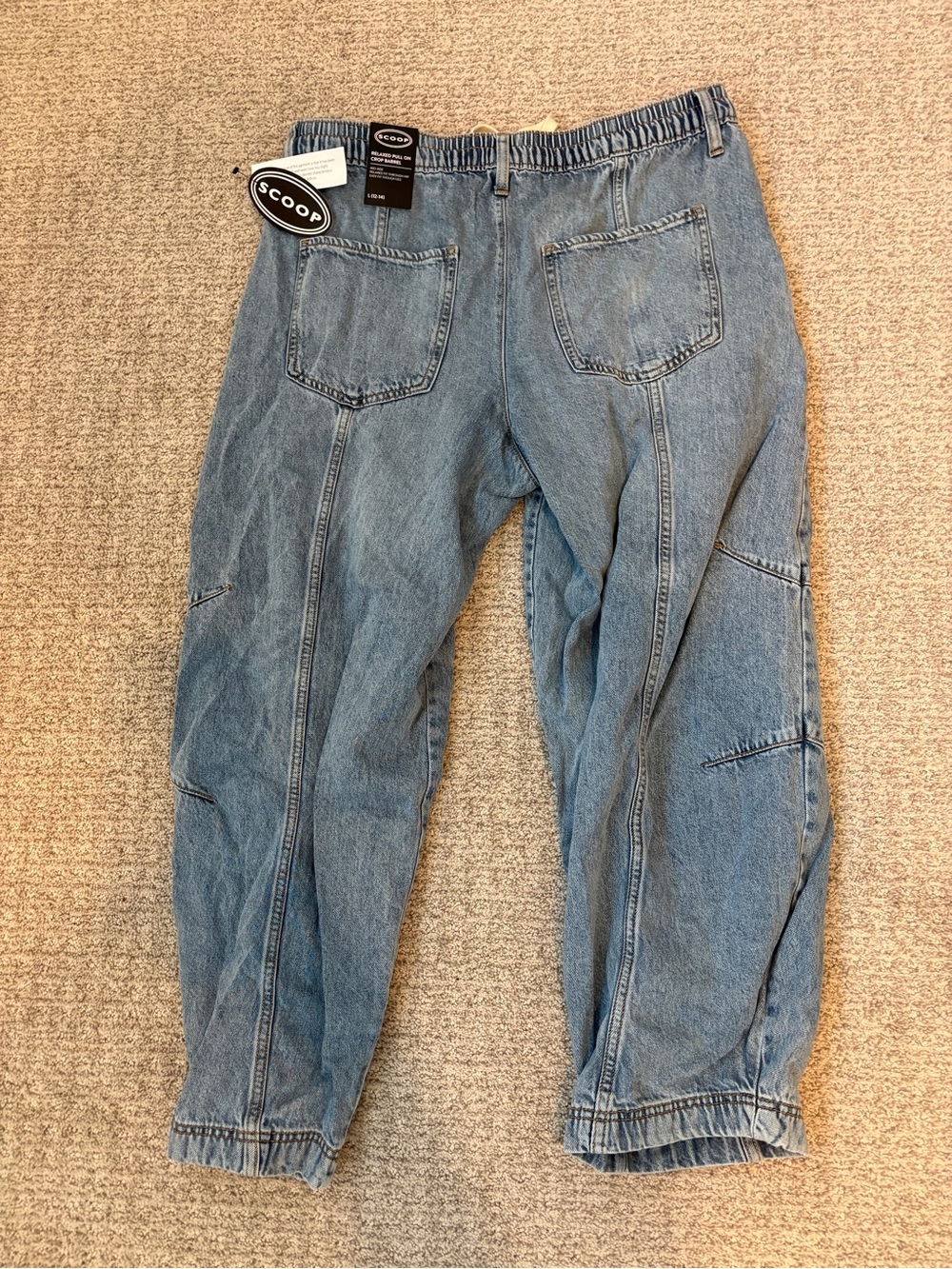 Scoop Brand Relaxed Pull on Crop Barrel Jeans Light Wash Size Large 12-14 - Picture 4 of 5